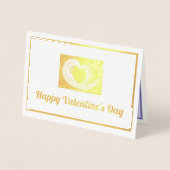 Valentijn Swirl Fractal Art Heart Goud en Paarse Folie Kaarten (Voorkant)