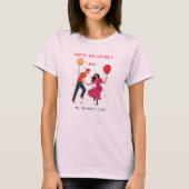 Valentijn T-Sh houdt van schattige roze en rode da T-shirt (Voorkant)