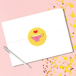 Valentijn Tea Party Ronde Sticker