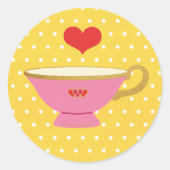 Valentijn Tea Party Ronde Sticker (Voorkant)