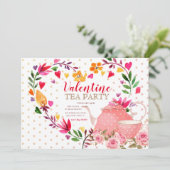 Valentijn Tea Party Uitnodiging (Staand voorkant)