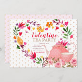 Valentijn Tea Party Uitnodiging (Voorkant / Achterkant)