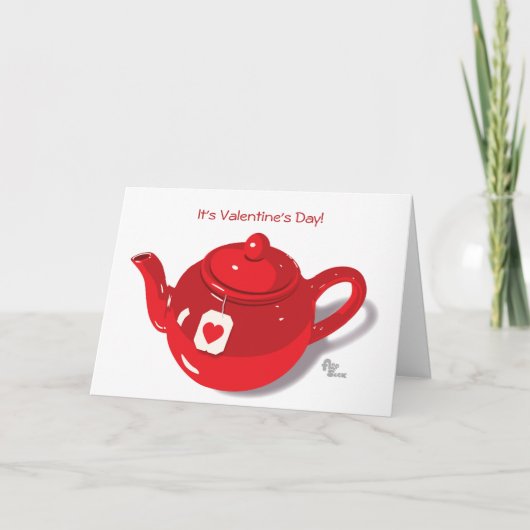 Valentijn Teapot Feestdagen Kaart (Voorkant)