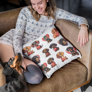 Valentijn Teckel Waterverf hondenhart Kussen