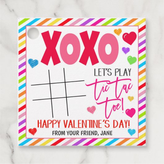 Valentijn Tic Tac Toe Gift Label (Voorkant)