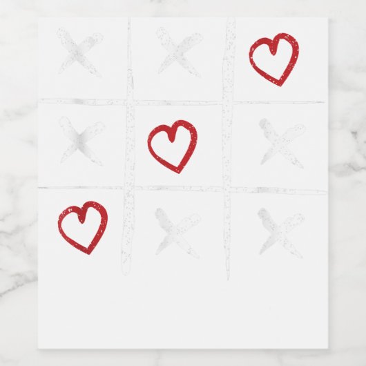 Valentijn Tic Tac Toe Hearts Valentijnsdag Valent Wijn Etiket (Enkel label)