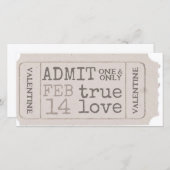 Valentijn Ticket True Love Geef één zoete Feestdagenkaart (Voorkant / Achterkant)
