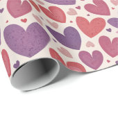 Valentijn tinten rood paarse hartpatroon cadeaupapier (Rol Hoek)