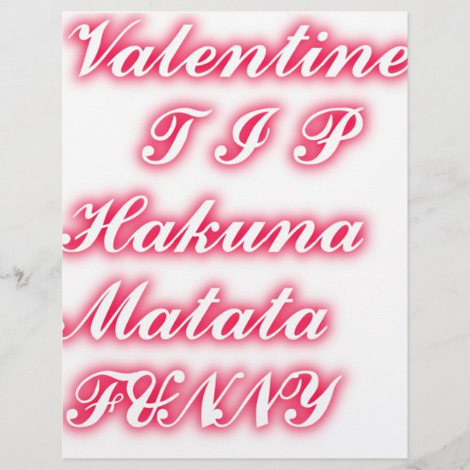 Valentijn Tip: Hakuna Matata Grappige Tekst Kunst  (Voorkant)