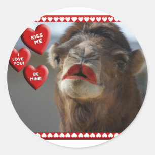 VALENTIJN VAN DE CAMEL - WEKKENDE LIPSTICK - KRIJG RONDE STICKER