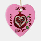 Valentijn van de hartslag van Pomegranaat Keramisch Ornament (Rechts)