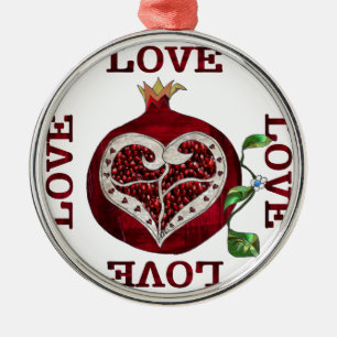 Valentijn van de hartslag van Pomegranaat Metalen Ornament