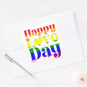 Valentijn van de regenboogpridevlag op HOOGSTE DAG Vierkante Sticker