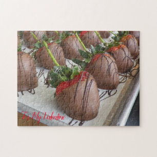 Valentijn van door chocolade gedekte aardbeien legpuzzel