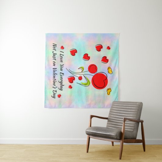 Valentijn van het rode hart wandkleed (In Situ (horizontaal))