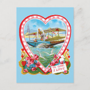 Valentijn van het watervliegtuig feestdagenkaart