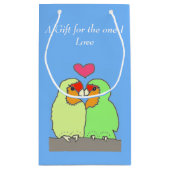 Valentijn van kleurrijke Tortelduifjes Klein Cadeauzakje (Achterkant)