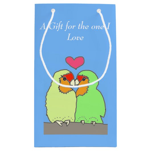 Valentijn van kleurrijke Tortelduifjes Klein Cadeauzakje (Achterkant)