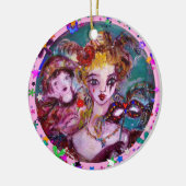 VALENTIJN VENETIAN MASKERADE MASKS EN CONFETTI KERAMISCH ORNAMENT (Links)