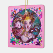 VALENTIJN VENETIAN MASKERADE MASKS EN CONFETTI KERAMISCH ORNAMENT (Links)