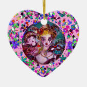 VALENTIJN VENETIAN MASKERADE MASKS EN CONFETTI KERAMISCH ORNAMENT (Voorkant)