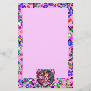 VALENTIJN VENETIAN MASQUERADE MASKS Roze Confetti Briefpapier