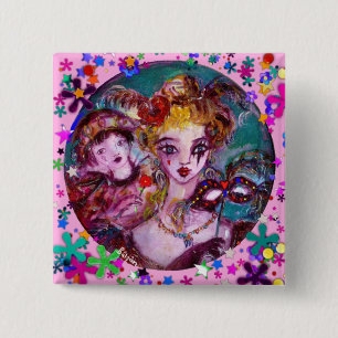VALENTIJN VENETIAN MASQUERADE MASKS VIERKANTE BUTTON 5,1 CM
