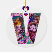 VALENTIJN VENETIAN MASQUERADE MONOGRAM/BRIEF KERAMISCH ORNAMENT (Achterkant)