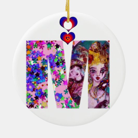 VALENTIJN VENETIAN MASQUERADE MONOGRAM BRIEF KERAMISCH ORNAMENT (Achterkant)