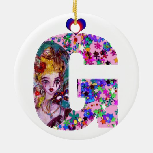 VALENTIJN VENETIAN MASQUERADE MONOGRAM G BRIEF KERAMISCH ORNAMENT (Achterkant)