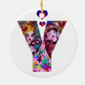 VALENTIJN VENETIAN MASQUERADE MONOGRAM Y-BRIEF KERAMISCH ORNAMENT (Achterkant)