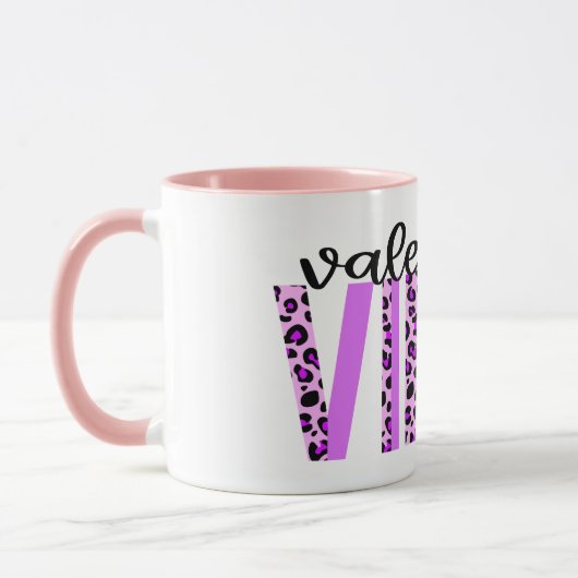 Valentijn Vibes Paarse roze zwarte proefdruk Mok (Links)