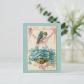  Valentijn Vogels en vergeet me Nots Feestdagenkaart (Staand voorkant)