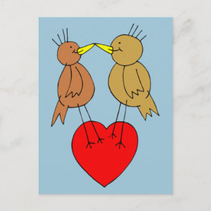 Valentijn Vogels op een Hart Briefkaart