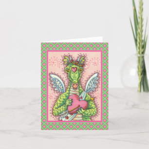 VALENTIJN VOOR KUSTMATIGE DRAGON, HART- EN ARROUWV FEESTDAGEN KAART