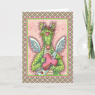 VALENTIJN VOOR KUSTMATIGE DRAGON, HART- EN ARROUWV FEESTDAGEN KAART
