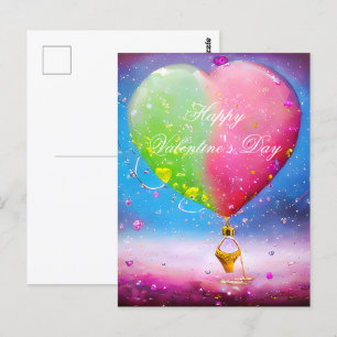 Valentijn voor luchtballon met roze en groene hars briefkaart