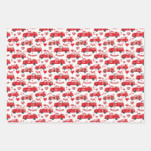 Valentijn vrachtwagens op roze, wit en zwart inpakpapier vel (Voorkant 2)