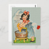 Valentijn  waskleding briefkaart (Voorkant / Achterkant)