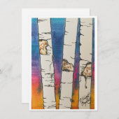 Valentijn, Waterverf berkenbomen Feestdagenkaart (Voorkant / Achterkant)