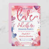 Valentijn Waterverf Liefde Diner Party Kaart (Voorkant / Achterkant)