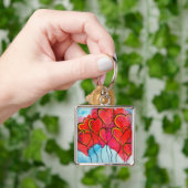 Valentijn waterverf rode hartballonnen sleutelhanger (Hand)