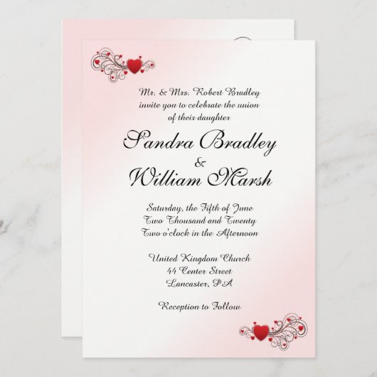 Valentijn Wedding Uitnodiging (Voorkant / Achterkant)