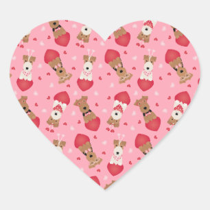 Valentijn Welsh Wire Fox Terrier Dogs Hart Sticker