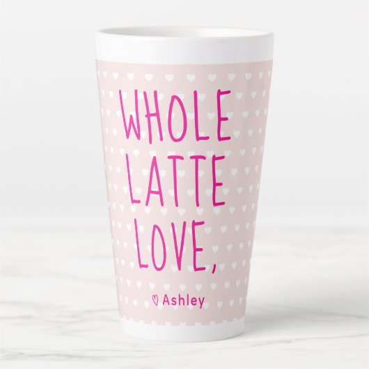 Valentijn Whole Latte Love Hot Pink Script Mok (Voorkant)