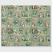 Valentijn Winged Cupid Collage Cadeaupapier (Vlak)