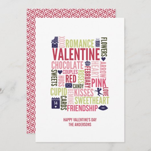 Valentijn woorden Valentijnsdag Kaart (Voorkant / Achterkant)