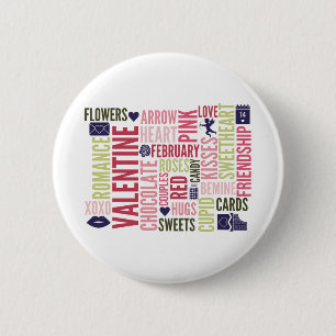 Valentijn Words Valentijnsdag Round Button