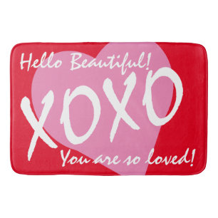 Valentijn XOXO knuffels kussen roze hart rood Badmat