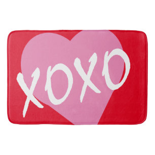 Valentijn XOXO roze hart knuffels kussen rood Badmat